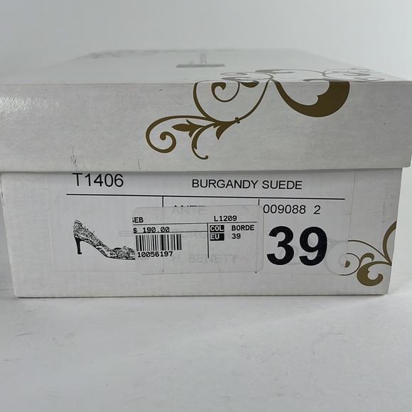 BRENDA ZARO BURGANDY SUEDE PYTHON PRINT HEELS MADE IN SPAIN - Picture 9 of 10